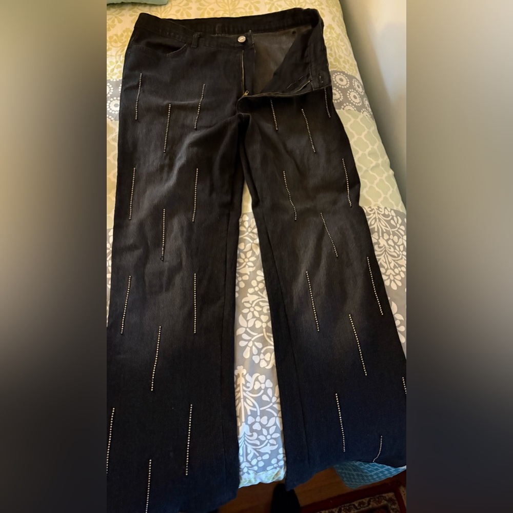 Designer made Black Jeans with Rhinestones Size 12P
